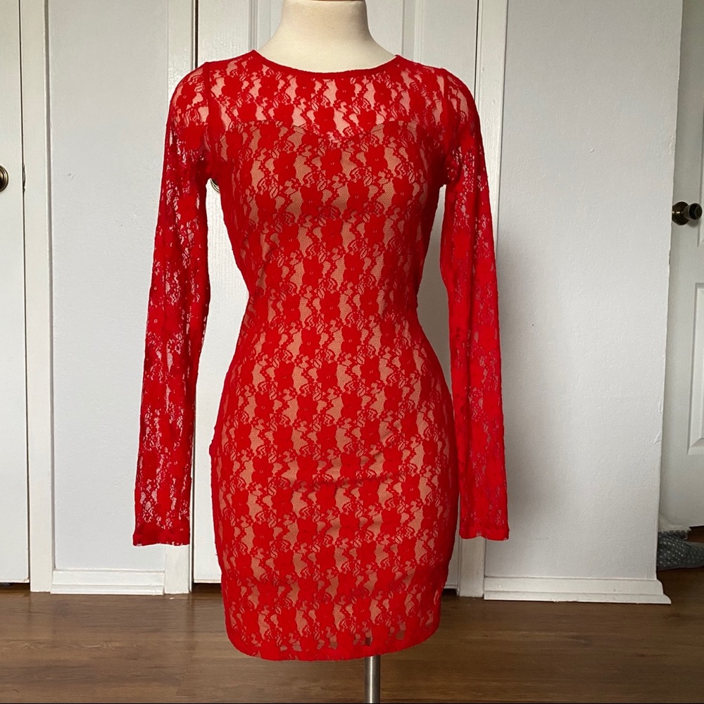 Red long sleeve dress